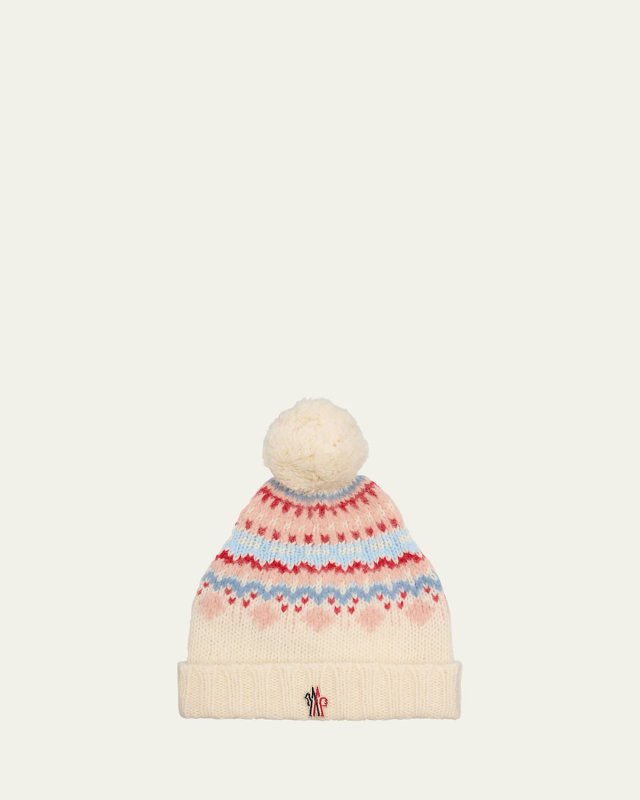 Wool-Blend Beanie with a Shearling Pom